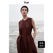 ltyp旅途原品 黑標系列 100%真絲紅雲紗高級優雅無袖A字連衣裙 M L-XL L-XL 棕紅色