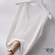 【初色】簡約純色吊帶針織背心上衣-共5色-67297(F可選) F 白色