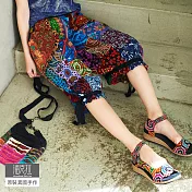 【潘克拉】尼泊爾拼布綁腿七分褲 TM248  FREE 圖片色