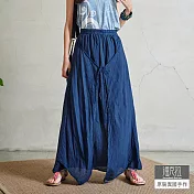 【潘克拉】多綁式素色鬆緊純棉長裙 TM744  FREE 藍色
