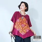 【潘克拉】混色拔染圖騰上衣 TM949 FREE 紫紅色