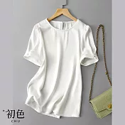 【初色】簡約氣質百搭休閒上衣-白色-67245(M-2XL可選) L 白色