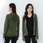 【遊遍天下】MIT台灣製女款抗UV排汗露指運帽外套(GJ1020) XL 橄綠