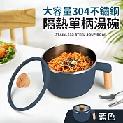 大容量304不鏽鋼隔熱單柄湯碗(附玻璃蓋) 綠