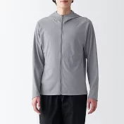 【MUJI 無印良品】男抗UV速乾聚酯纖維拉鍊外套 S 灰白