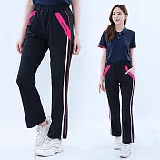 【遊遍天下】MIT台灣製女款抗UV吸濕排汗彈性長褲休閒褲運動褲(GP1030) L 黑色