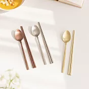 【韓國Ssueim】Pierre不鏽鋼餐具2件組(湯匙+筷子) ‧ 玫瑰金