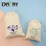 【OMORY】手作8安帆布束口袋 收納袋 環遊世界(大)+海底世界(小)