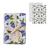 【日本Habituel】居家萬用擦拭 純棉布巾2入組 ‧ 格紋+藍莓(藍)