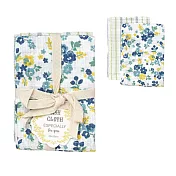 【日本Habituel】居家萬用擦拭 純棉布巾2入組 ‧ 條紋+小花(藍)