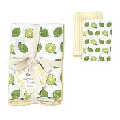 【日本Habituel】居家萬用擦拭 純棉布巾2入組 ‧ 條紋+檸檬(綠)