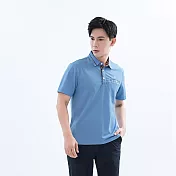 【遊遍天下】男款顯瘦格紋抗UV吸濕排汗機能POLO衫(GS1015) 5XL 水藍