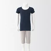 【MUJI 無印良品】幼兒有機棉針織圓領短袖T恤 90 深藍