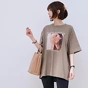 【慢。生活】時尚女士印花寬版落肩T恤 8910 FREE 綠色