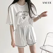 【AMIEE】INS印花風休閒運動套裝(3色/M-3XL/KDA-128) L 白色