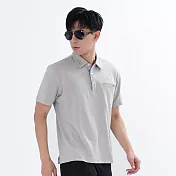 【遊遍天下】男款格紋抗UV機能POLO衫(GS1012) XL 灰色