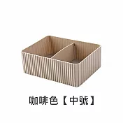 【E.dot】日系簡約豎紋收納盒 咖啡色(中號)