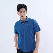 【遊遍天下】男款抗UV吸濕排汗機能格紋POLO衫(GS1015) M 深藍