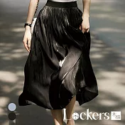 【Lockers 木櫃】夏季鎏光歲月記憶絲半身裙 L112071806 M 流光黑色M