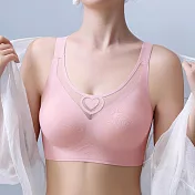 【KISSDIAMOND】愛心網紗透氣舒適高包覆無鋼圈內衣(KDW-809) 3XL 粉色