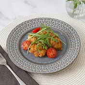 【日本Minoru】Lace優雅職窯 陶瓷淺盤23cm ‧ 鐵岩灰