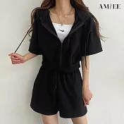 【AMIEE】純棉運動外套2件套裝(3色/M-2XL/KDAY-350) M 黑色