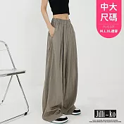 【Jilli~ko】薄款高腰垂感休閒棉麻感冰絲直筒闊腿褲 J10900  FREE 灰色