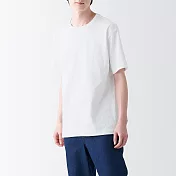 【MUJI 無印良品】男有機棉水洗粗織圓領短袖T恤 S 白色