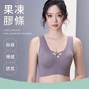 【KISSDIAMOND】果凍固定杯無痕無鋼圈內衣(KDW-6662) 3XL 灰紫