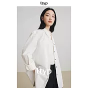 ltyp旅途原品 100%棉時髦休閒廓形長袖襯衫 M L-XL L-XL 象牙白