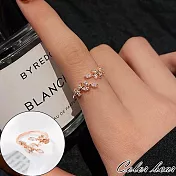 【卡樂熊】韓系樹葉閃鑽可調節造型戒指飾品(三色)- 玫瑰金