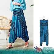 潘克拉 | 連身半身粗細筆觸條紋飛鼠褲 TM1201  FREE 藍黑色