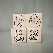 【小犬工作室】小動物喝珍奶櫸木印章 ：阿鳥