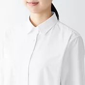 【MUJI 無印良品】女有機棉水洗平織布長袖襯衫 L 白色