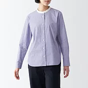 【MUJI 無印良品】女有機棉水洗平織布立領長袖襯衫 S 粉紫