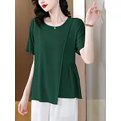 【慢。生活】不規則荷葉剪接造型上衣 8017 FREE 綠色