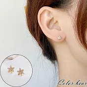 【卡樂熊】S925銀針韓國精緻鋯石造型耳環飾品(兩色)- 金色