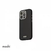 Moshi iPhone 15 Pro Napa 皮革保護殼 午夜黑