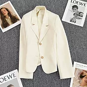 【MsMore】 雜誌短款西裝長袖外套小個子休閒潮流百搭氣質西服# 118933 M 米白色