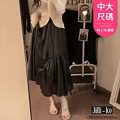 【Jilli~ko】光澤感不規則拼接網紗長裙 J10974 FREE 黑色