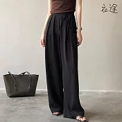 [衣途]可甜可鹽垂墜感綁帶西裝褲M-L(KDPQ-B661) L 高級黑