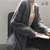 [衣途]慵懶寬鬆中長款綿羊絨毛衣外套FREE(KDCQ-B891) F 典雅灰