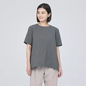 【MUJI 無印良品】女聚酯纖維透氣短袖套衫 L 灰色