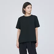 【MUJI 無印良品】女聚酯纖維透氣短袖套衫 S 黑色