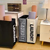 【EZlife】帶輪夾縫牛津布束口收納籃 深灰