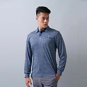 【遊遍天下】男款抗UV防曬吸濕排汗機能長袖POLO衫(GL1037) M 灰藍