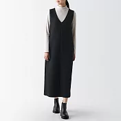 【MUJI 無印良品】女棉混二重織無袖洋裝 M 黑色