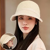 seoul show首爾秀 挺版雙層針織鴨舌帽加厚保暖毛線棒球帽 米色