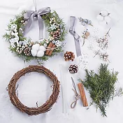 【美好家 Mehome】聖誕花環DIY材料包 手作裝飾花圈 藤圈20cm緞帶款