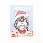 聖誕卡-Sweet Dog Santa甜點聖誕狗 淡藍